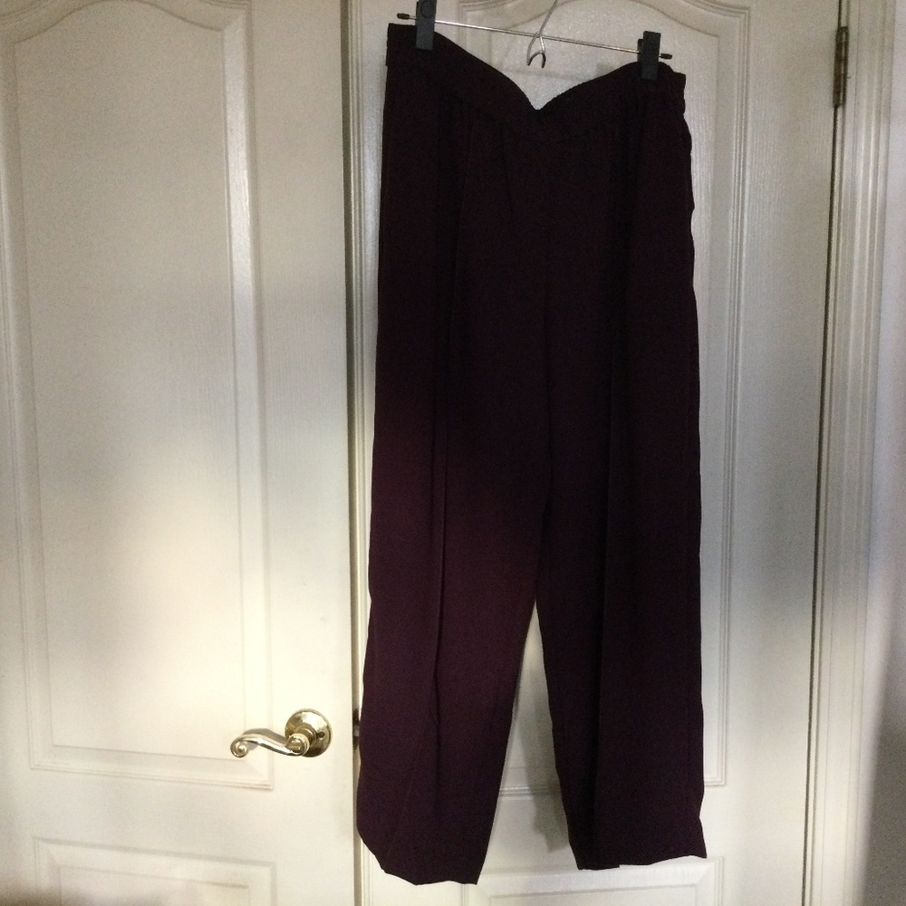 Ann Taylor lightweight dark plum pants NWT size L